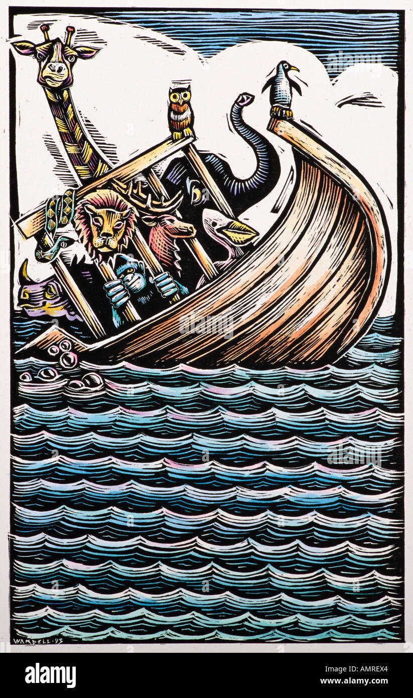 Illustration of Noah's Ark Stock Photo