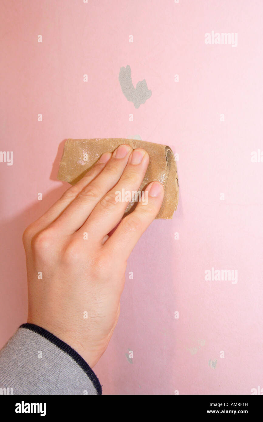 repairing a damaged interior wall Stock Photo Alamy