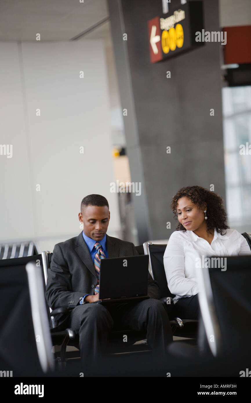 African businesspeople in waiting area Stock Photo