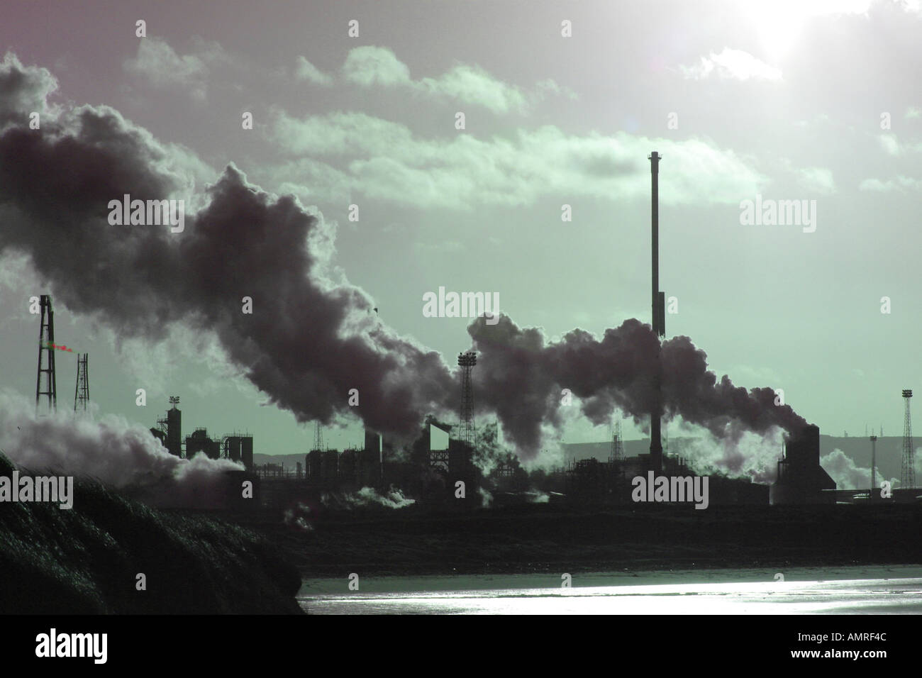 Steel and chemical factory emissions and pollution at Redcar Teesside Cleveland Stock Photo