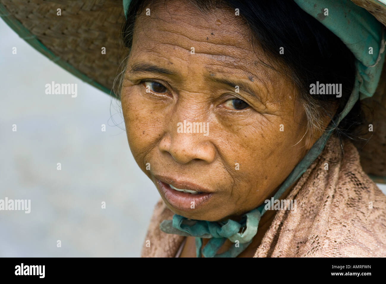 Portrait of a Rice Farmer, Ubud, Bali Indonesia Stock Photo