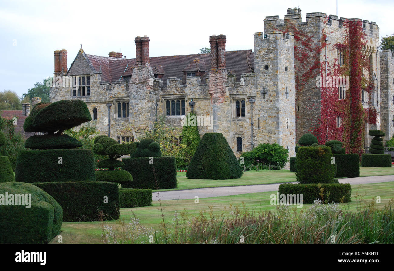 Hever Castle Kent England grassey sculpted grounds Stock Photo