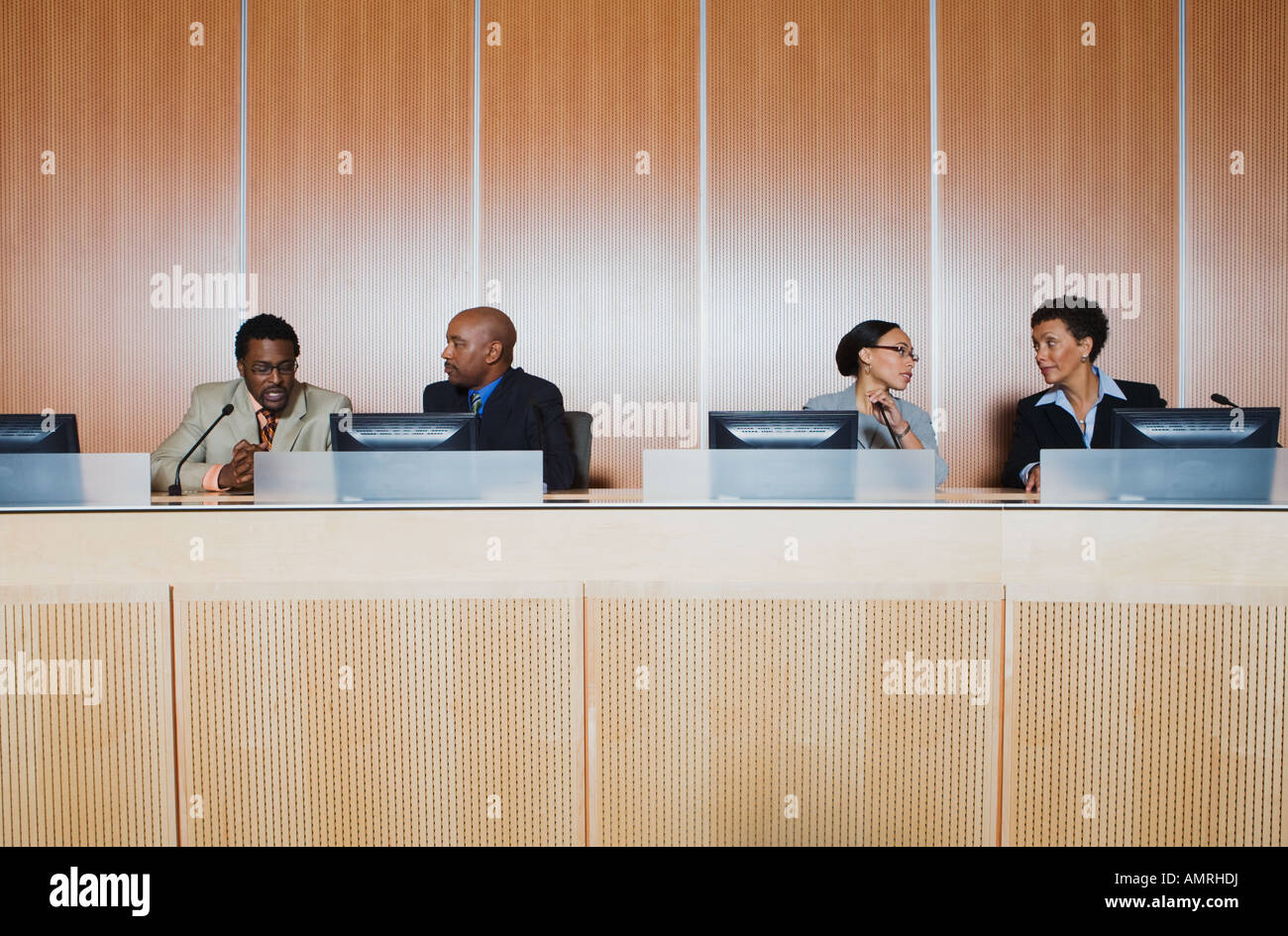 African businesspeople on panel Stock Photo