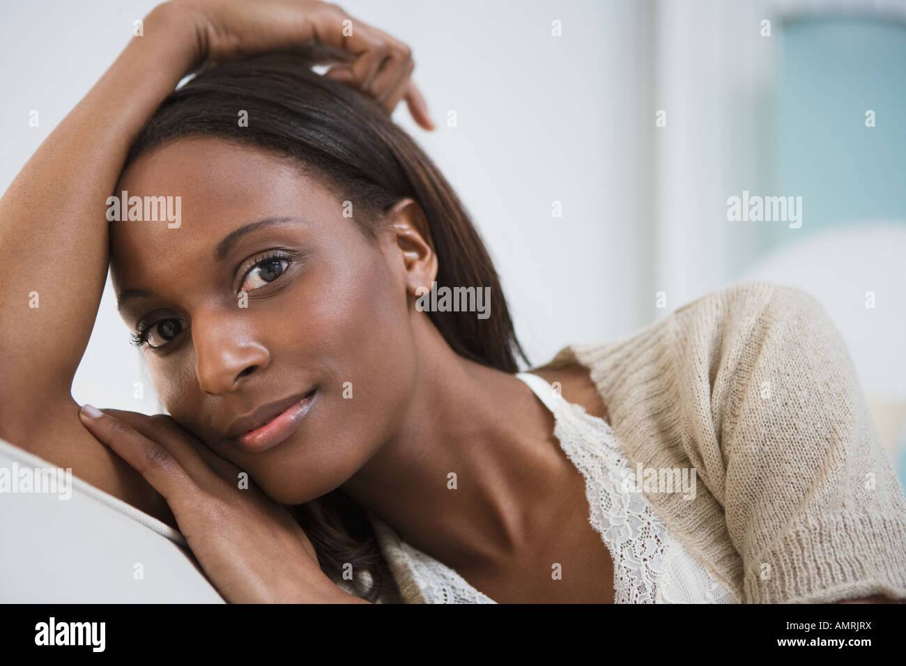 Close up of African woman Stock Photo