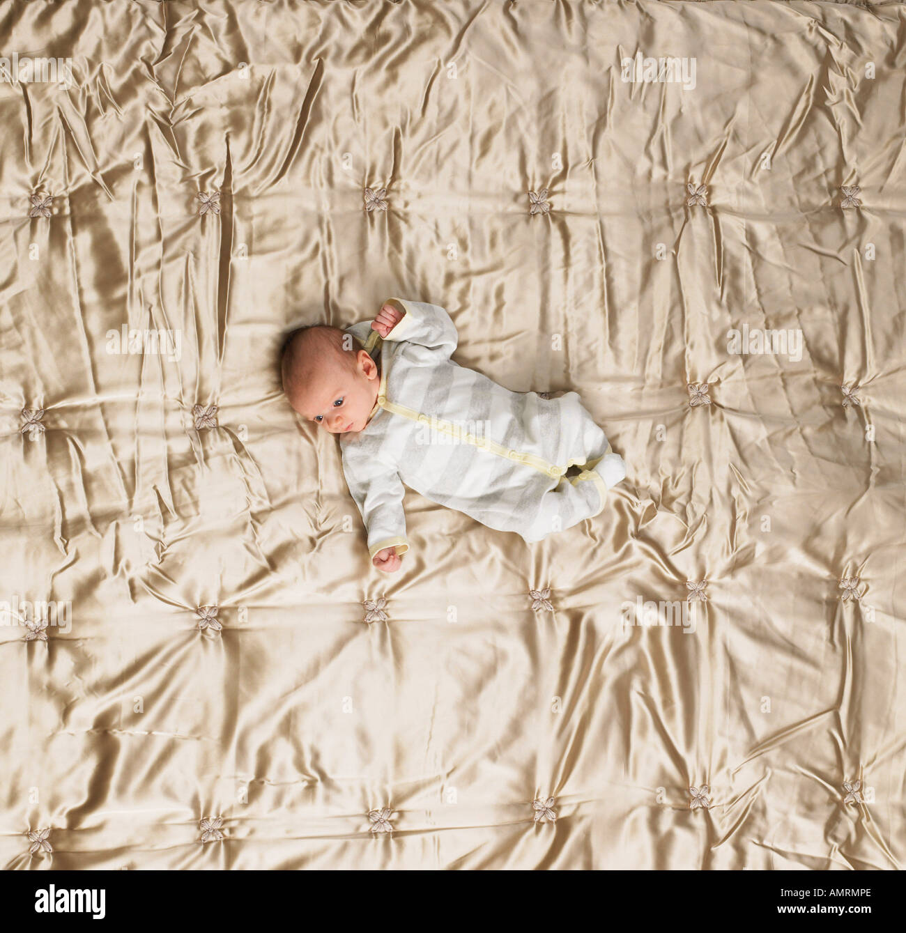 Newborn Baby On Bed Stock Photo Alamy