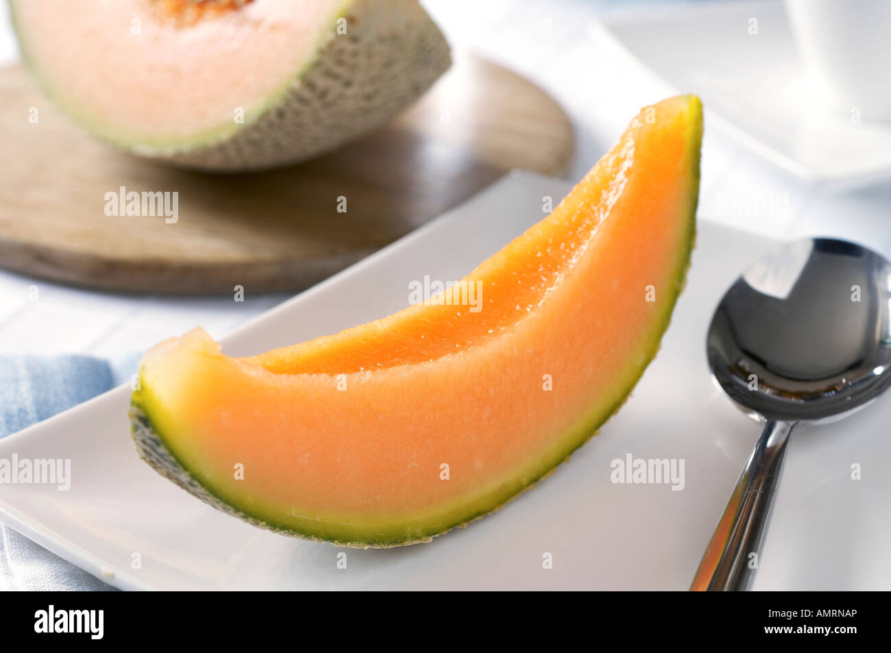 Slice of Canteloupe Melon Stock Photo Alamy