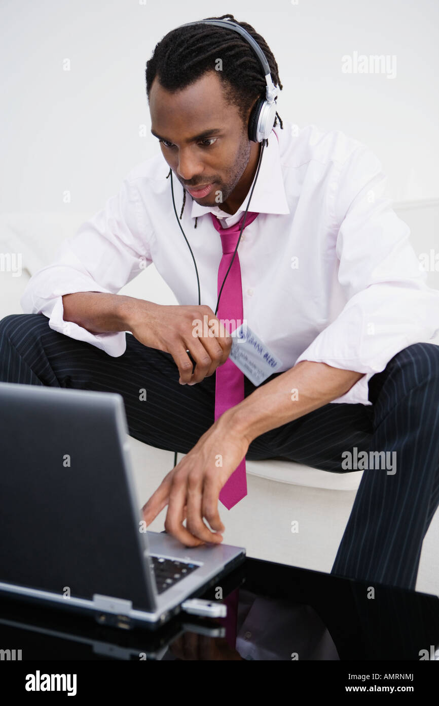 African businessman shopping online Stock Photo