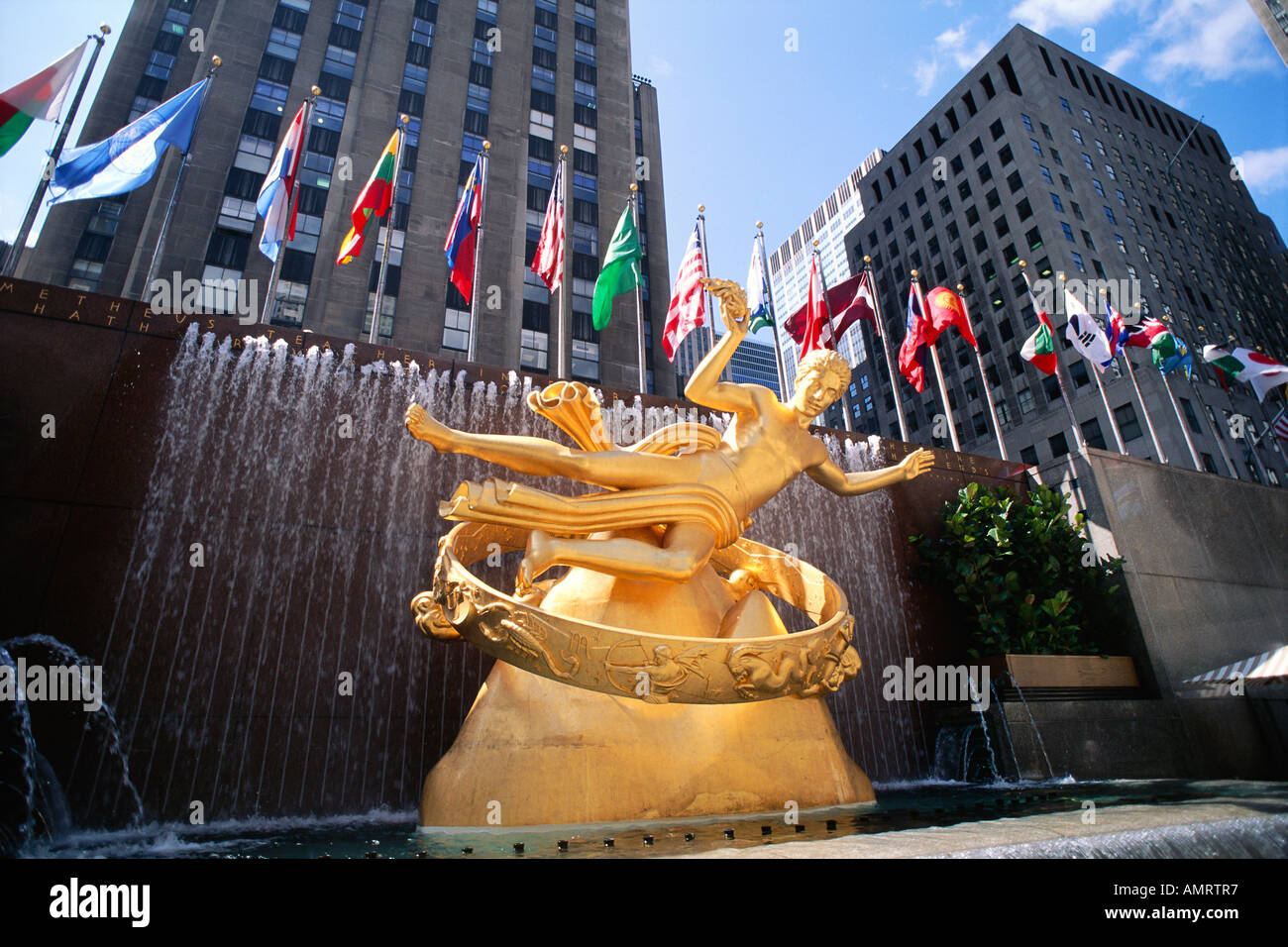 Statue of Prometheus, Rockefeller Center, New York, New York, USA Stock