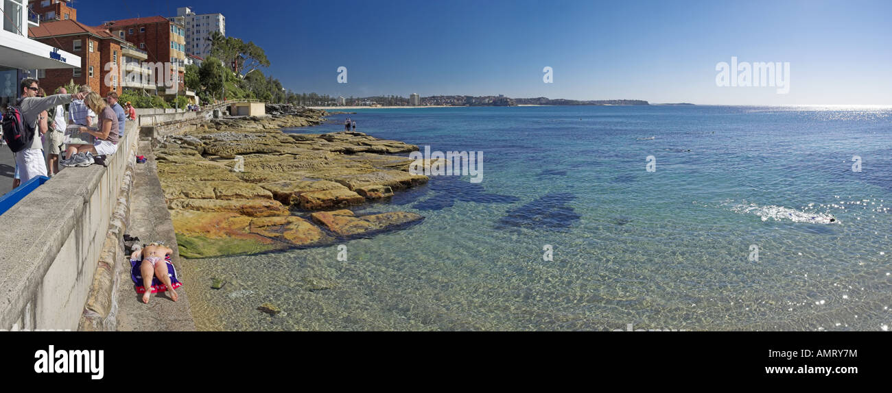 Fairy Bower Beach at Manly, Sydney. View back to Manly Stock Photo