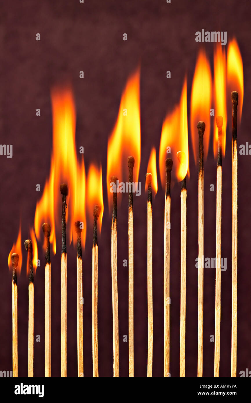 Burning Matches Set Up as Graph Stock Photo