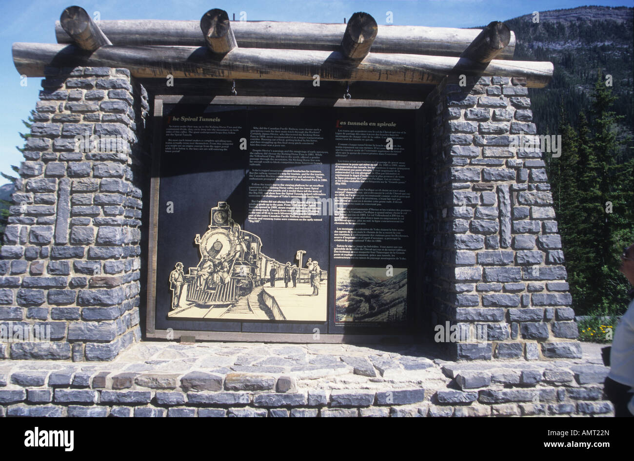 Canadian Pacific Railway memorial  to the Chinese workers who died building the railway  at Kicking Horse Pass,British Columbia Stock Photo