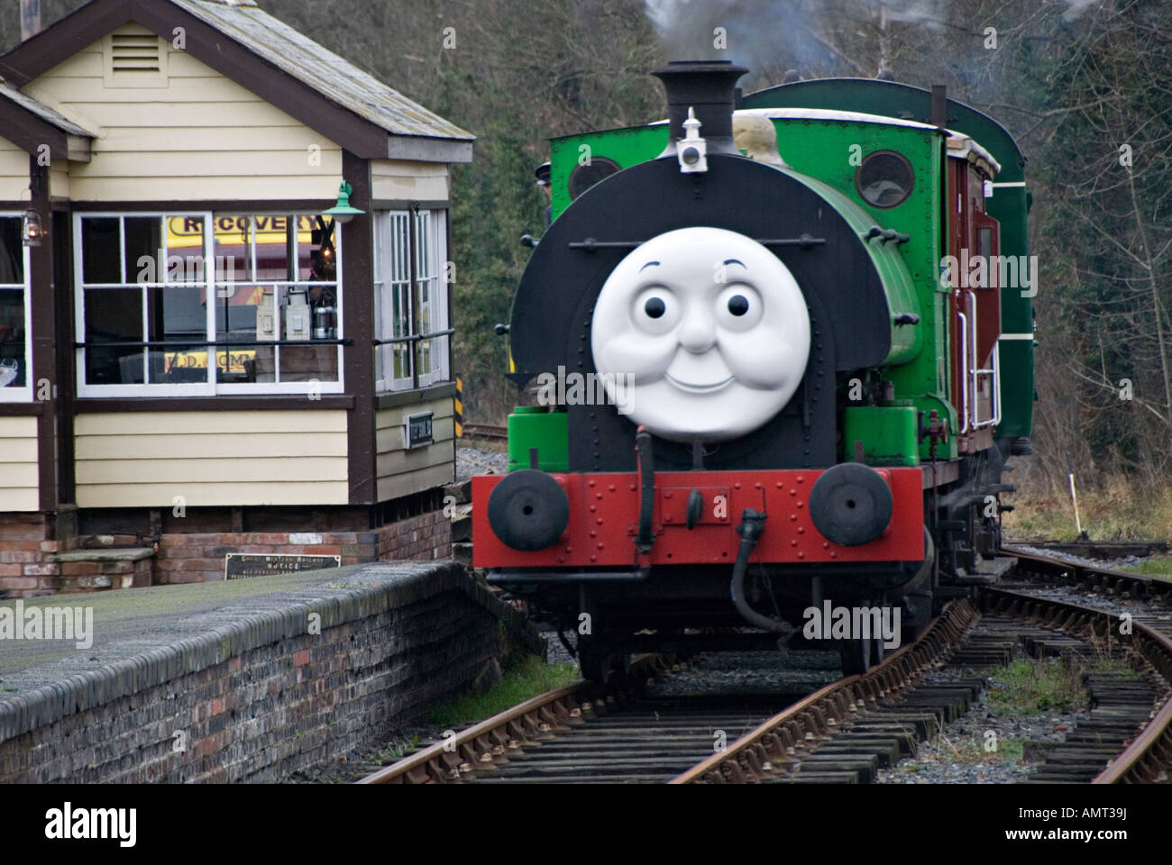 Titley Junction, Herefordshire, UK. Thomas the Tank Engine on a short privately owned railway line Stock Photo