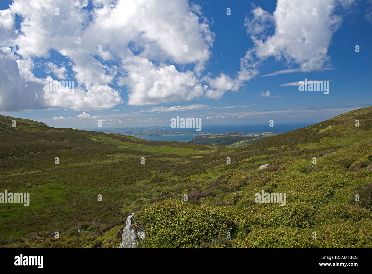 View of Anglesey from Tal y Fan Stock Photo
