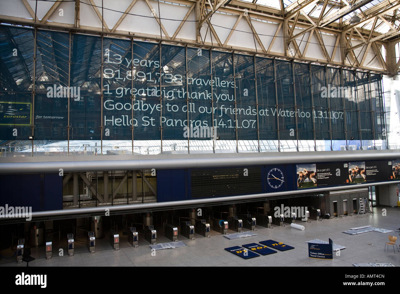 The now defunct Eurostar terminal in Waterloo station London, England. Stock Photo