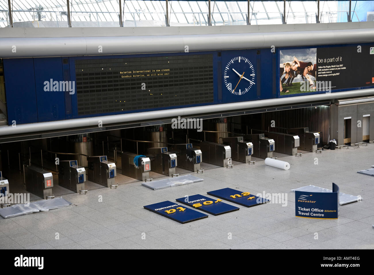 The now defunct Eurostar terminal in Waterloo station, London, England. Stock Photo