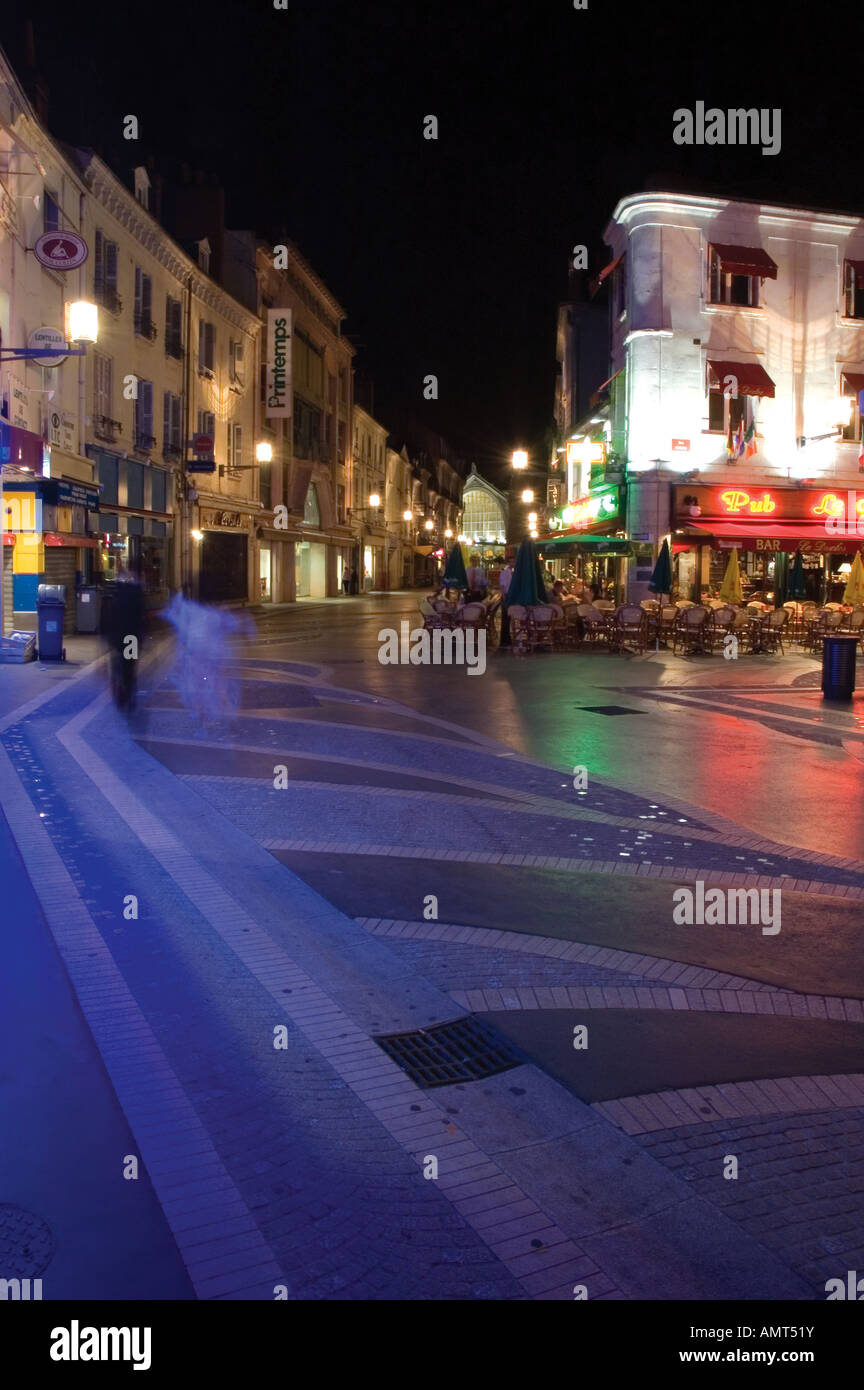 Evening street scene of Tours in France showing cafe and shops Stock ...