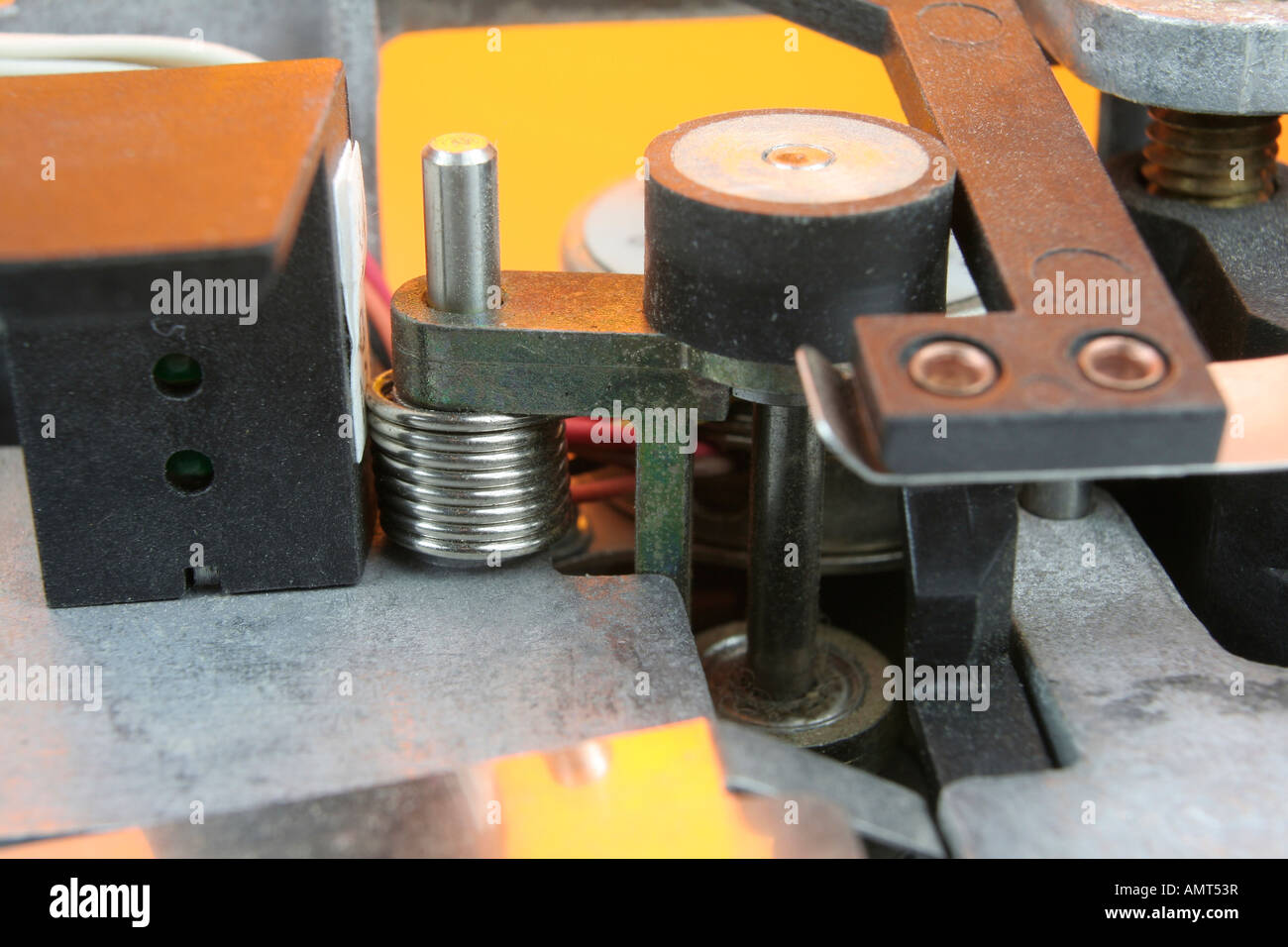 Spring loaded pressure wheel pivot Stock Photo Alamy