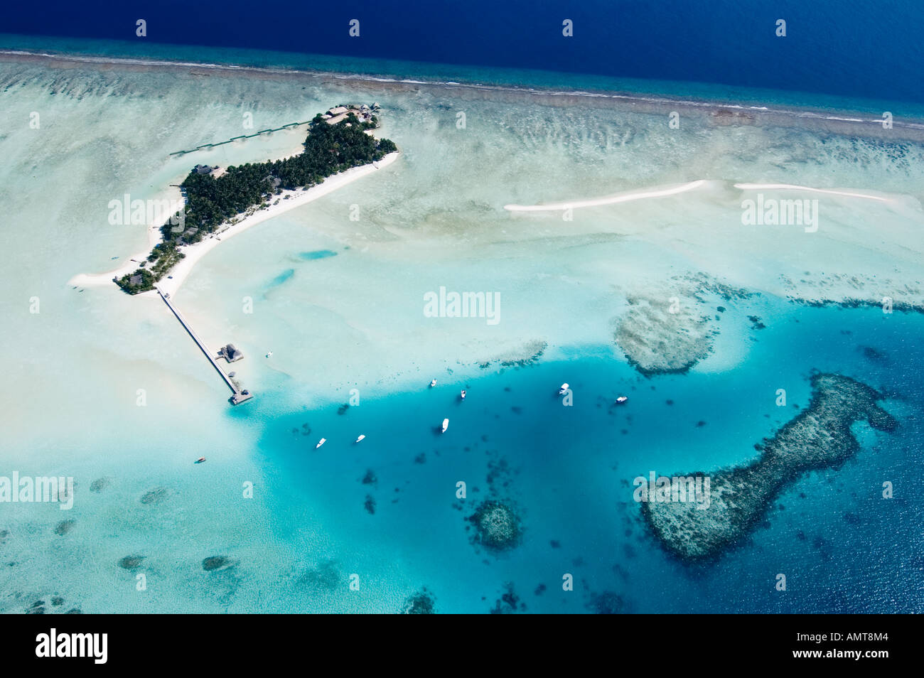 Aerial view of a tropical coral island, Maldives Stock Photo - Alamy
