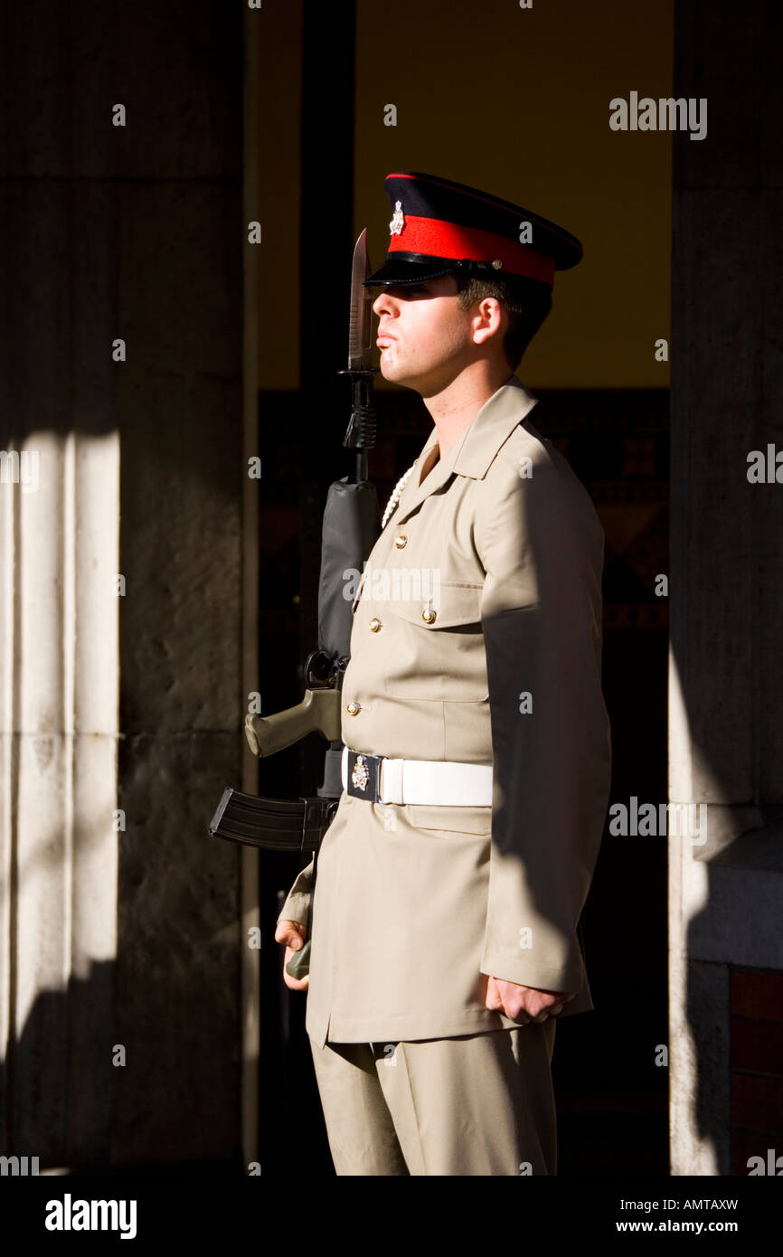 Gibraltar Armed guard outside the Convent The Governor s residence Stock Photo