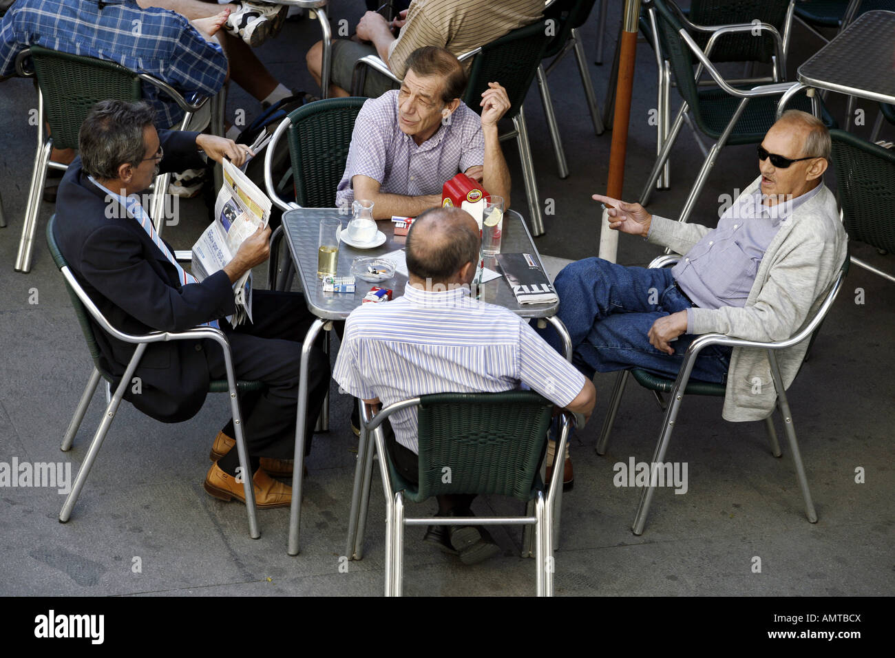 Street café, Plaza de Santa Cruz, Madrid, Spain Stock Photo
