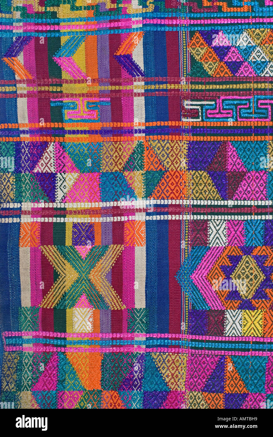 Detail of Bhutanese brocaded fabric with sumptuous supplementary weft brocading Woven on a hip strap loom Bhutan Stock Photo