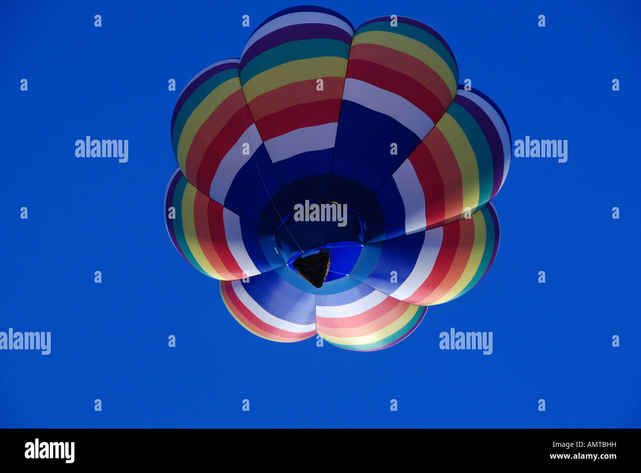 color hot air balloon floating in the deep blue sky like a flower Stock ...