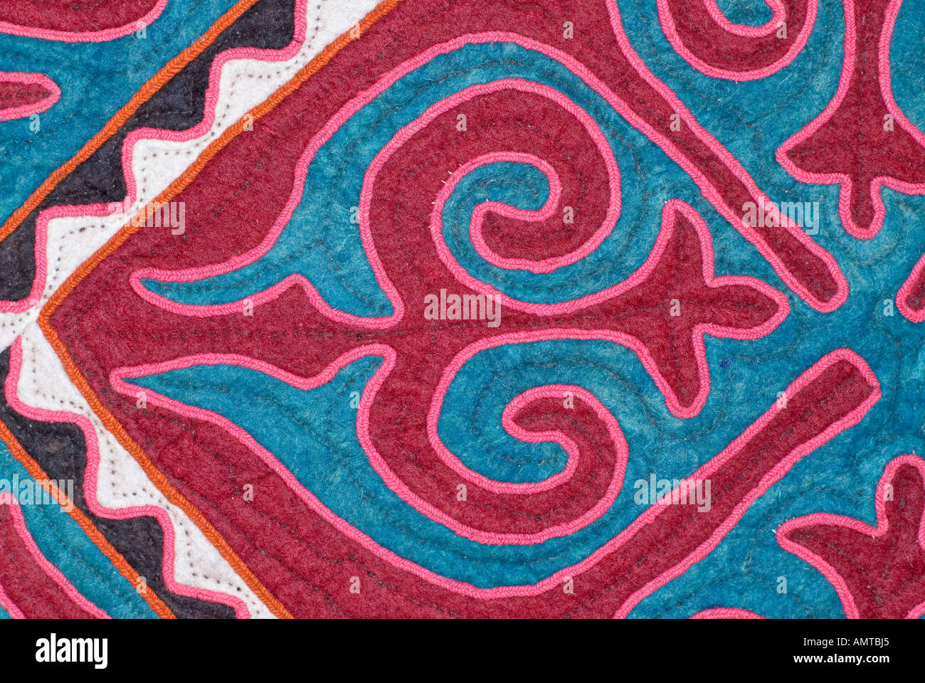 Felt and applique fabric from Xinjiang China Sold in Kashgar and routes along the Karakoram Highway Stock Photo