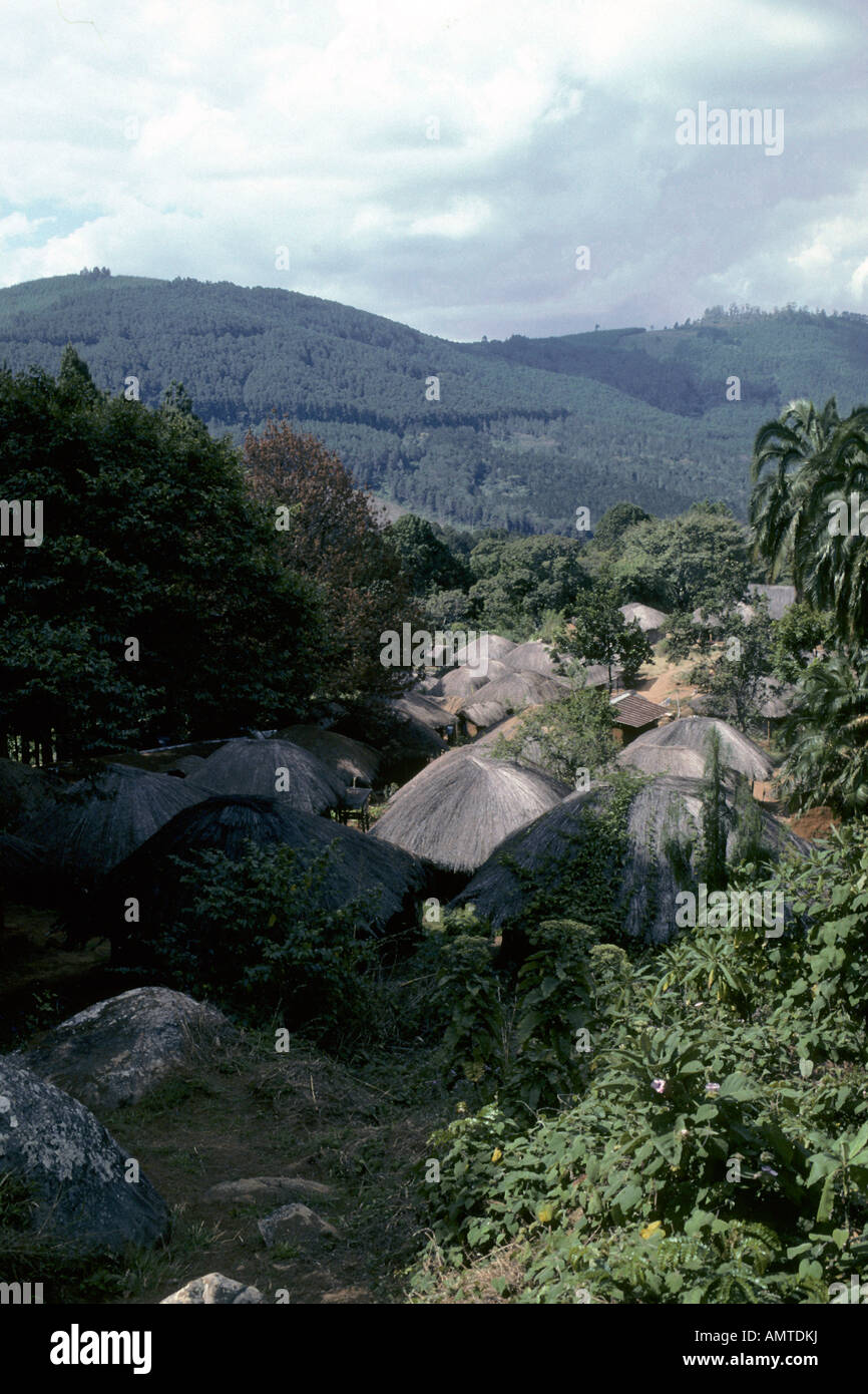 Village in the plateau of Zomba Stock Photo