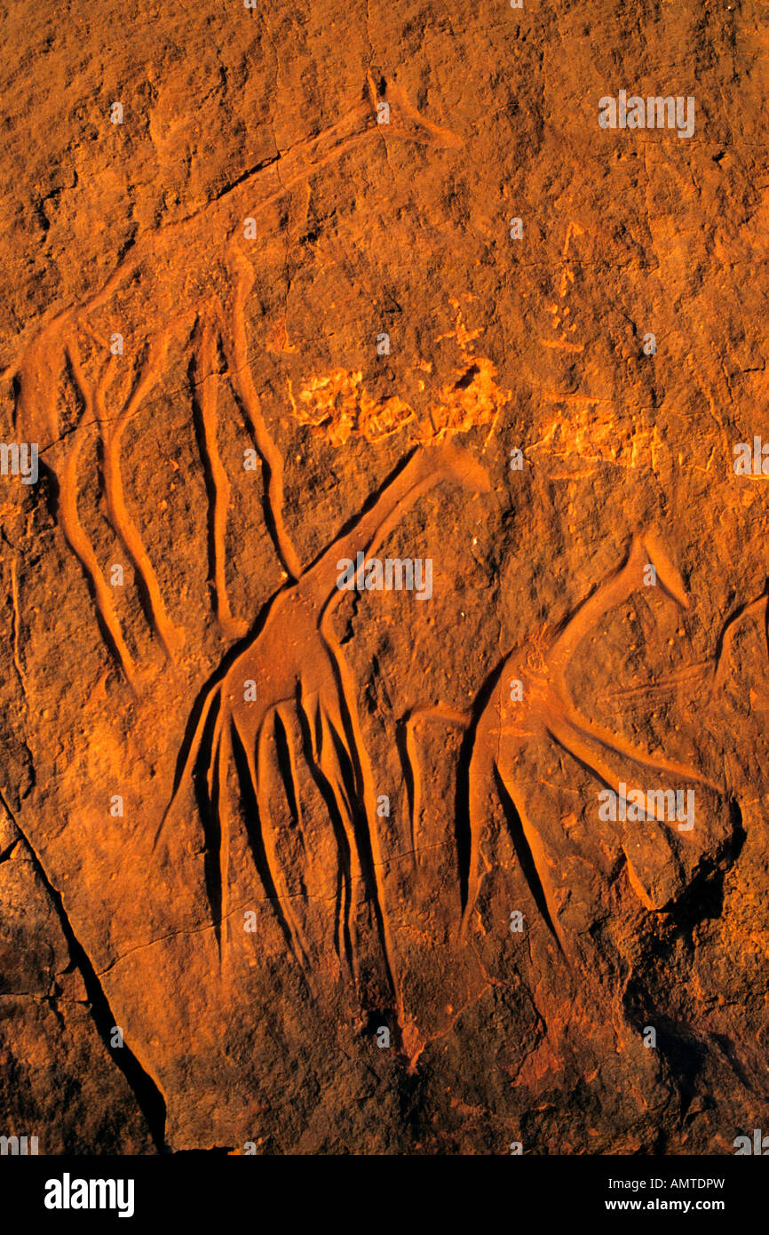 Prehistoric rock art in the Acacus Stock Photo