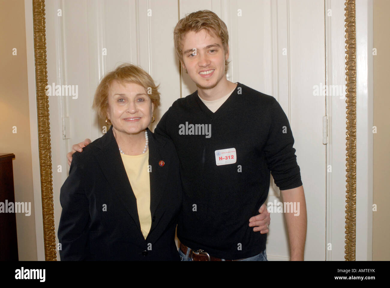 Euan Blair meets with Rep Louise Slaughter D NY the chairwoman of the House Rules Committee in Washington on Friday Jan 12 2007 Stock Photo