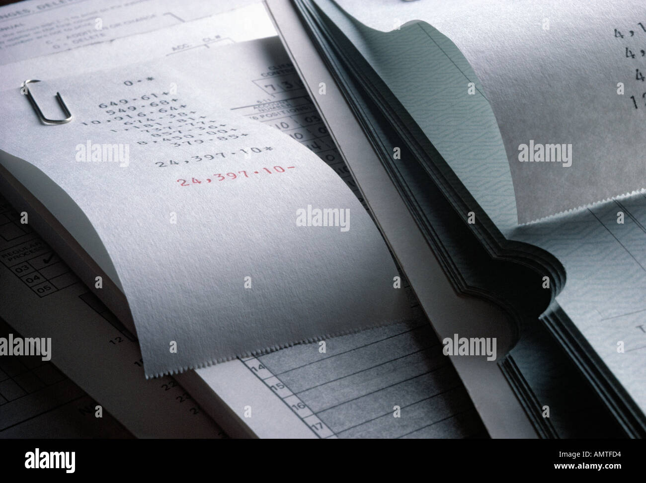 Still life of manual payroll bookkeeping system Stock Photo