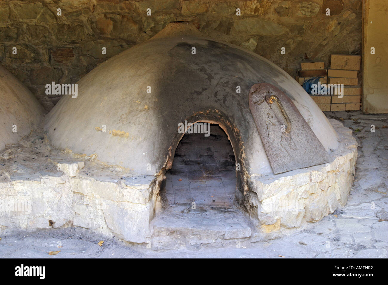 Baking-oven made from loam in the reconstructed roman castle Saalburg, limes, Hesse, Germany, UNESCO world heritage Stock Photo