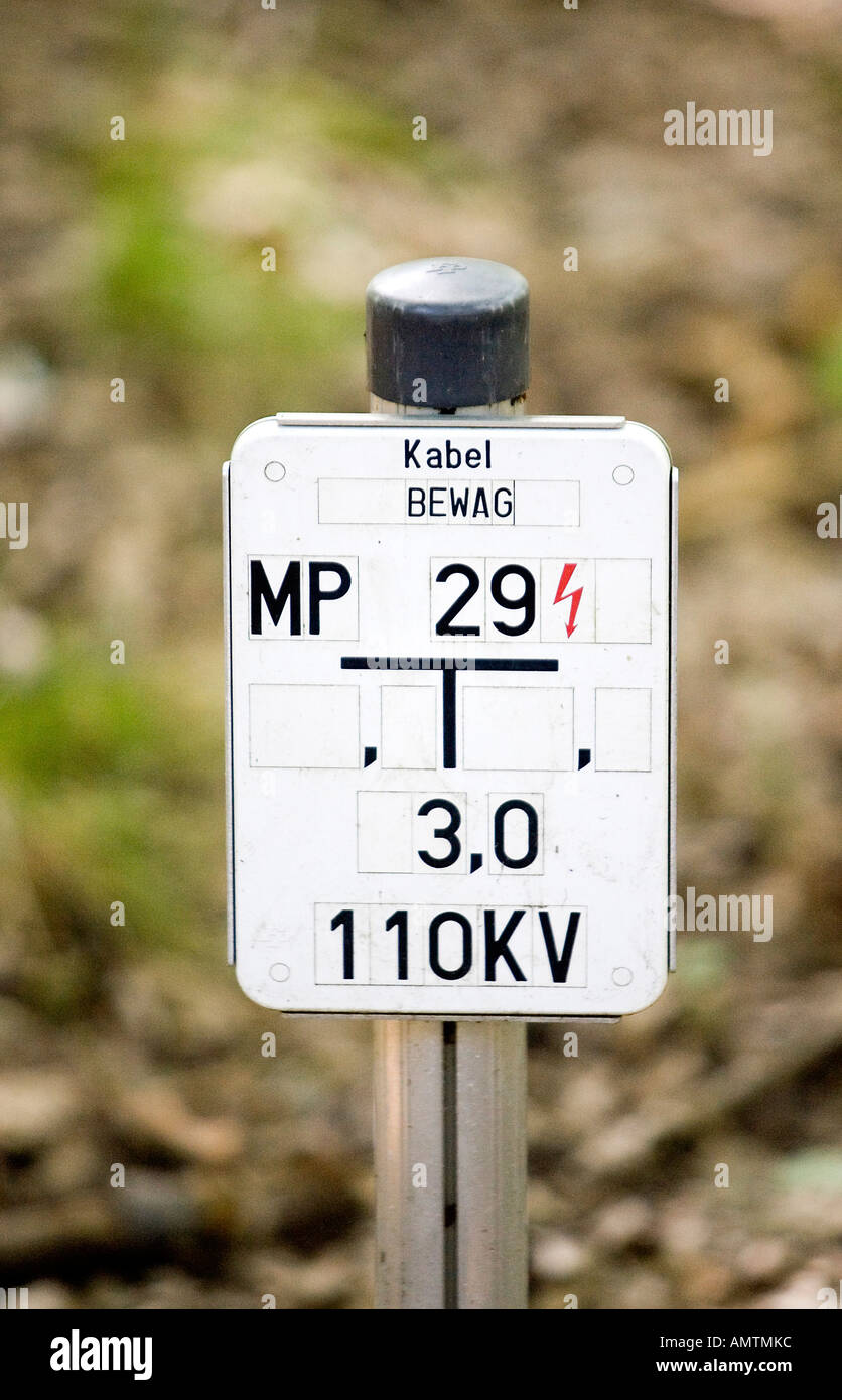 signboard underground cable Stock Photo Alamy