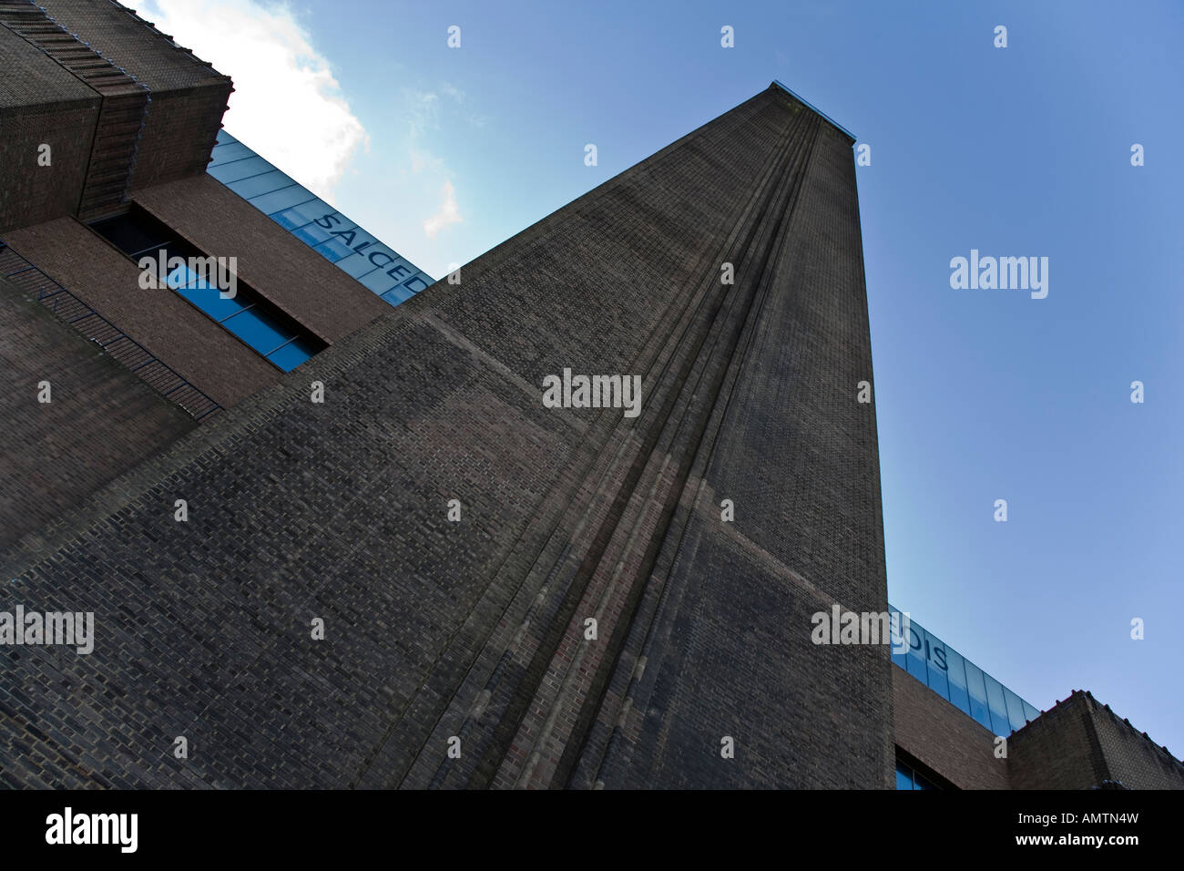 The front of Tate Modern art gallery formally Bankside Power Station and designed by Sir Giles Gilbert Scott, London, England. Stock Photo