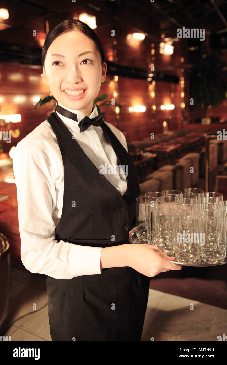 Portrait of Japanese waitress Stock Photo Alamy