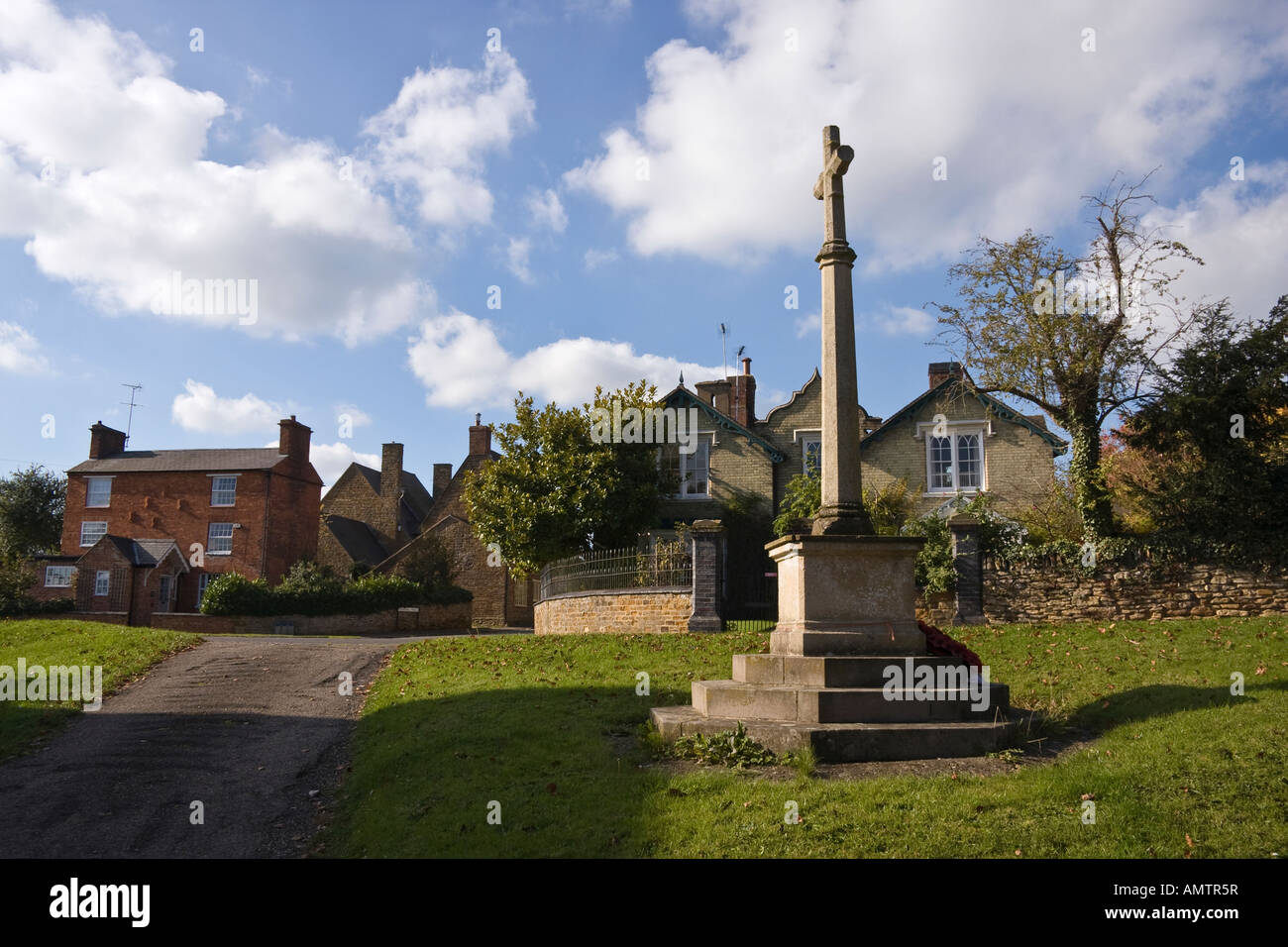 The village green and cross, Newnham, Northamptonshire, England Stock