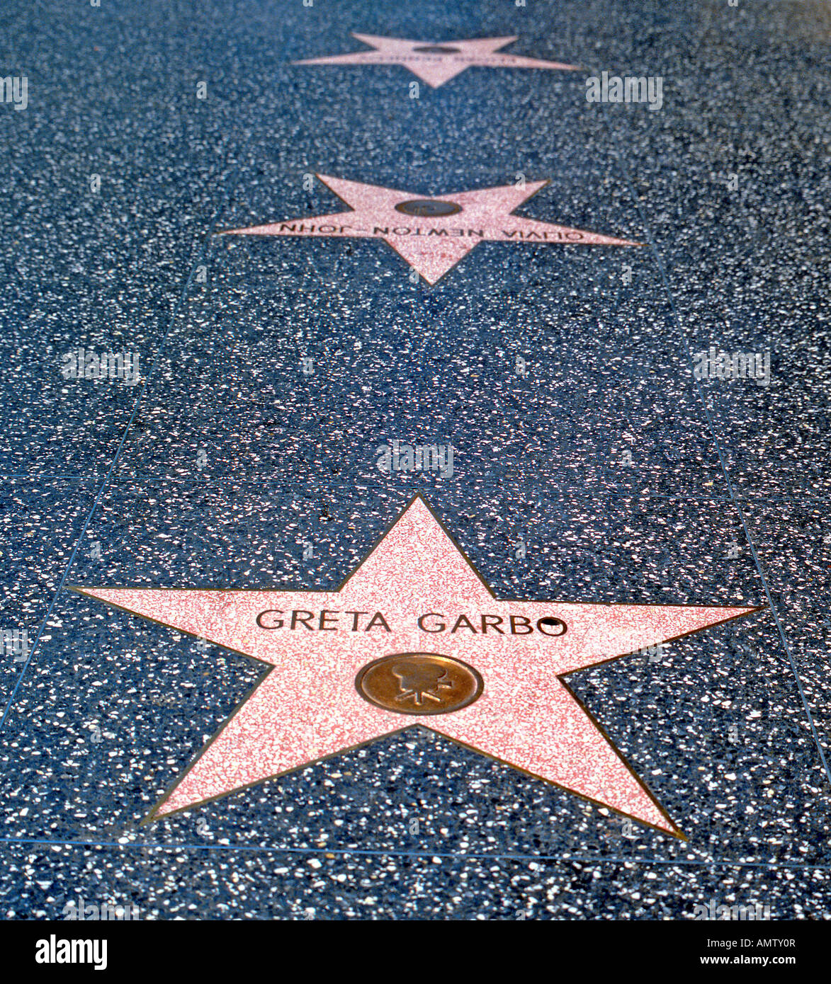 Greta Garbo's star on the Hollywood Walk of Fame, Hollywood Boulevard, Los Angles, USA Stock Photo