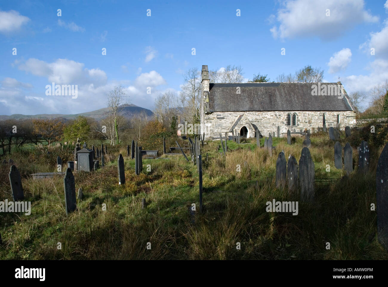 St Brothen's Church, Llanfrothen, Gwynedd, Wales, UK. A medieval church in the care of the Friends of Friendless Churches Stock Photo