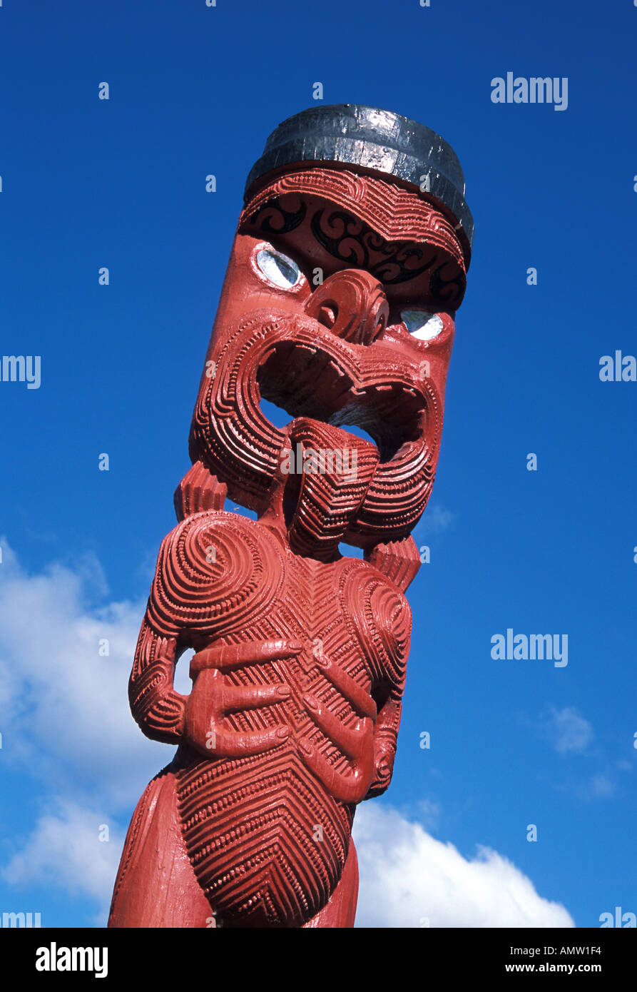 Maori statue Rotorua New Zealand Stock Photo