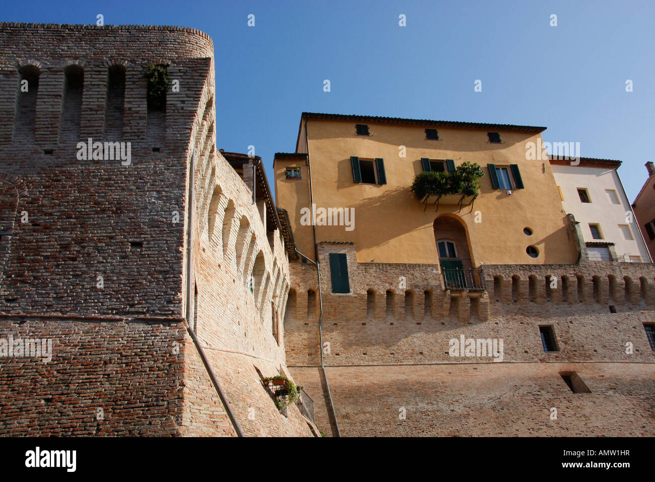 A section of the medieval walled city of Jesi,with private homes built within the walls ,Le Marche Italy Stock Photo