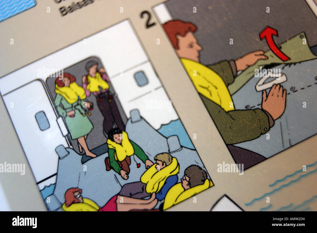 Passenger safety instructions of a plane Stock Photo Alamy