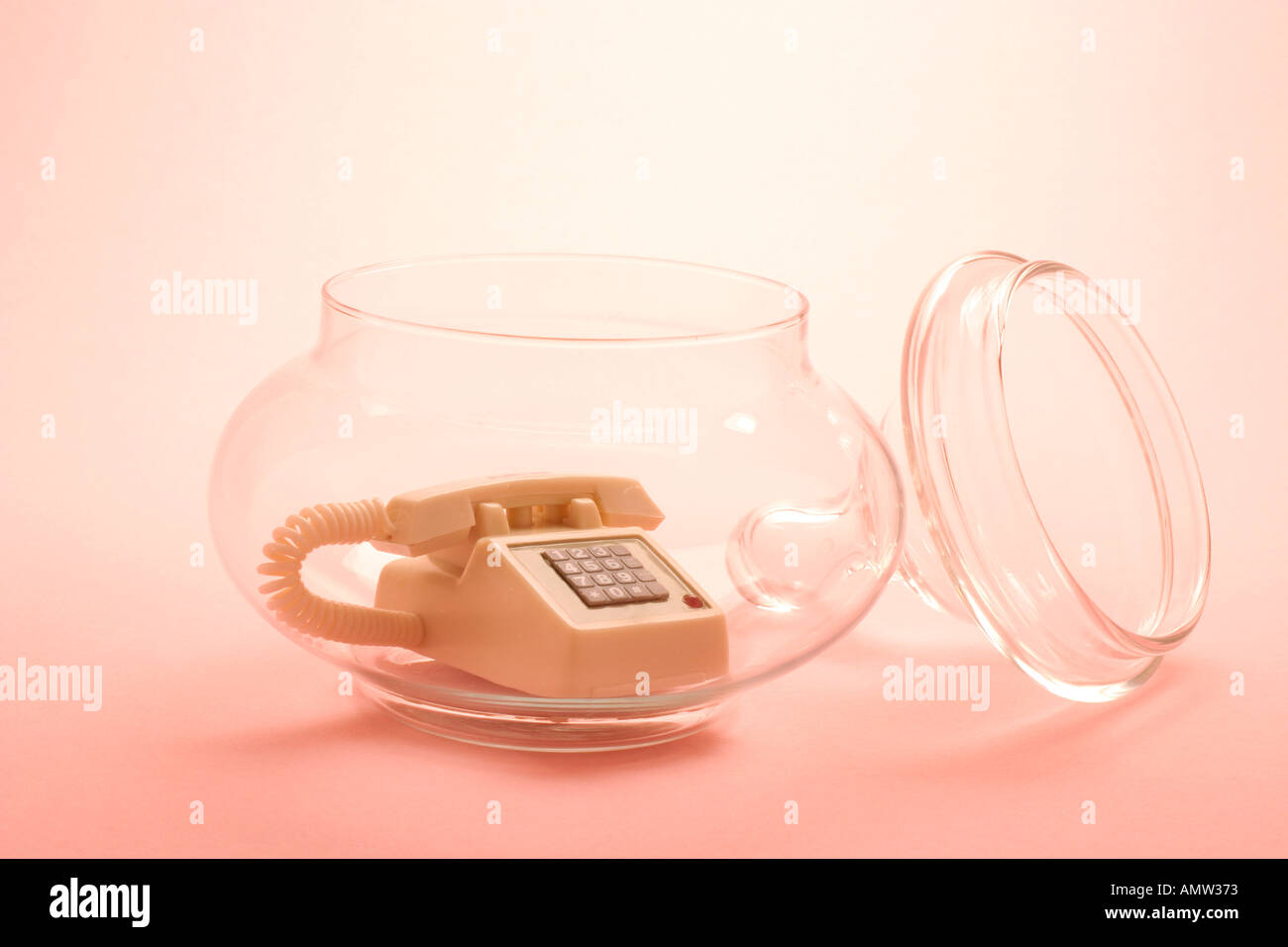 Miniature Phone in Glass Jar Stock Photo Alamy