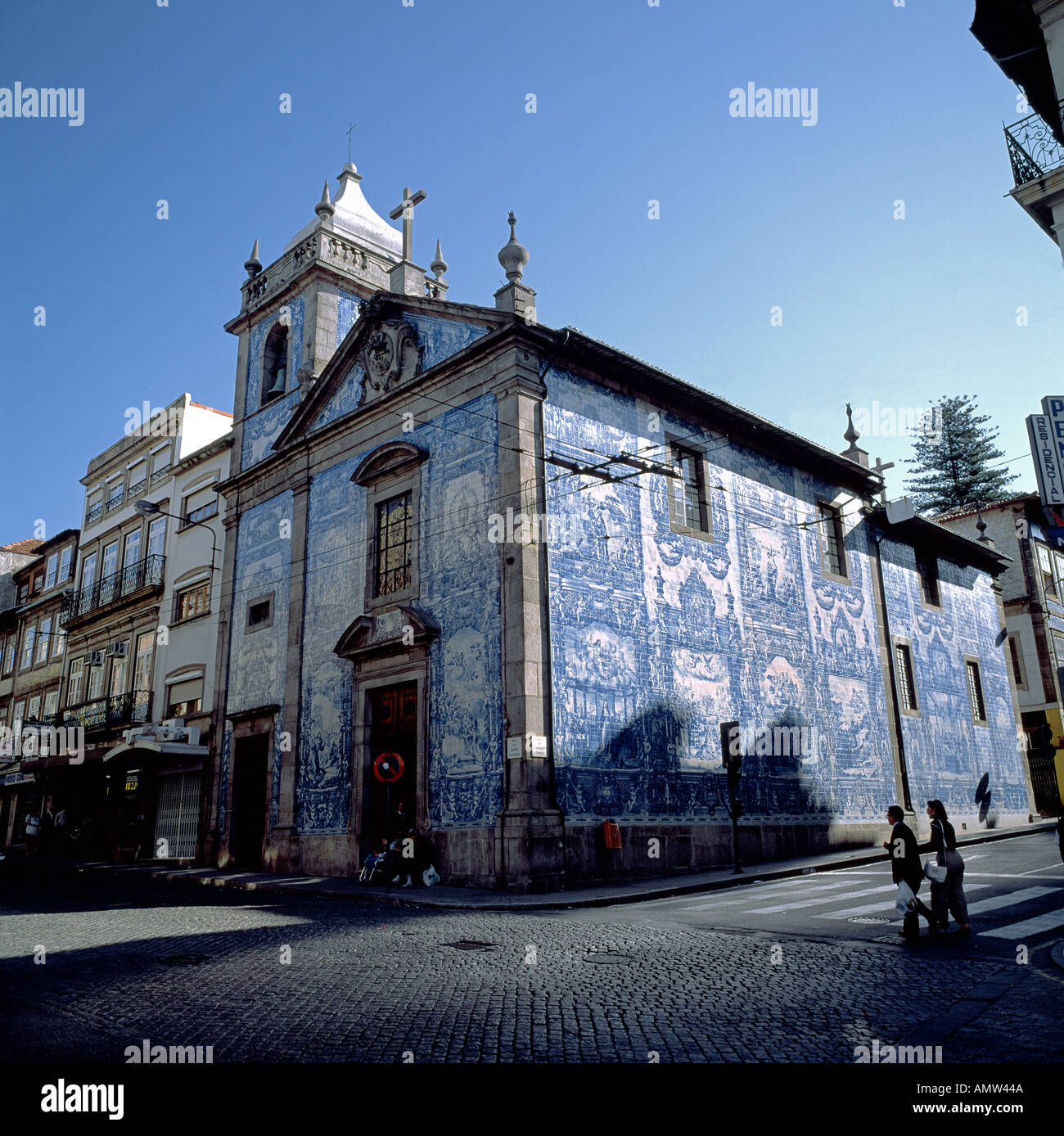 PORTUGAL  PORTO  CHURCH WITH  AZULEJOS  CERAMIC TILES Stock Photo