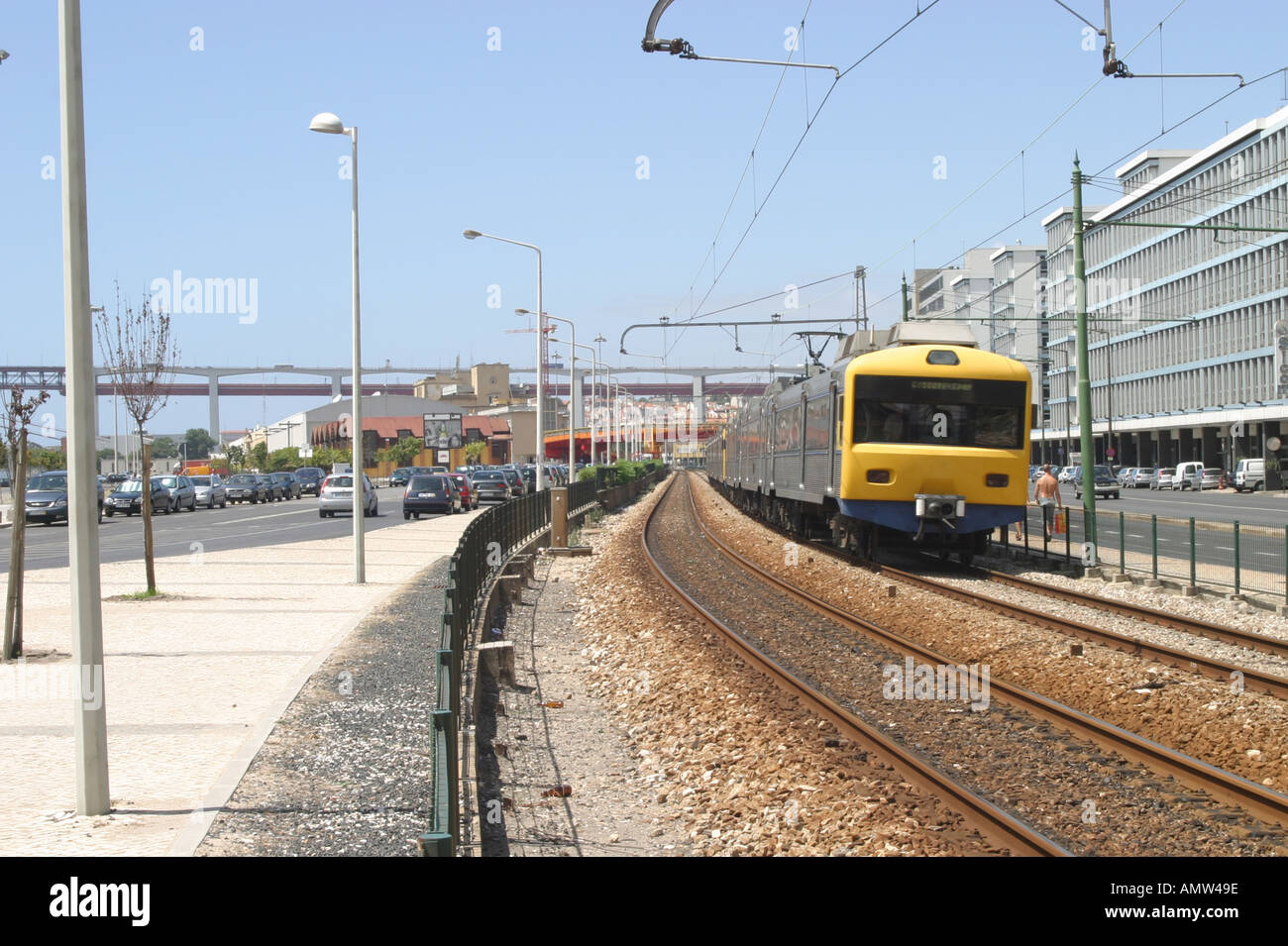 Lisbon to Cascais line at Docas Stock Photo Alamy