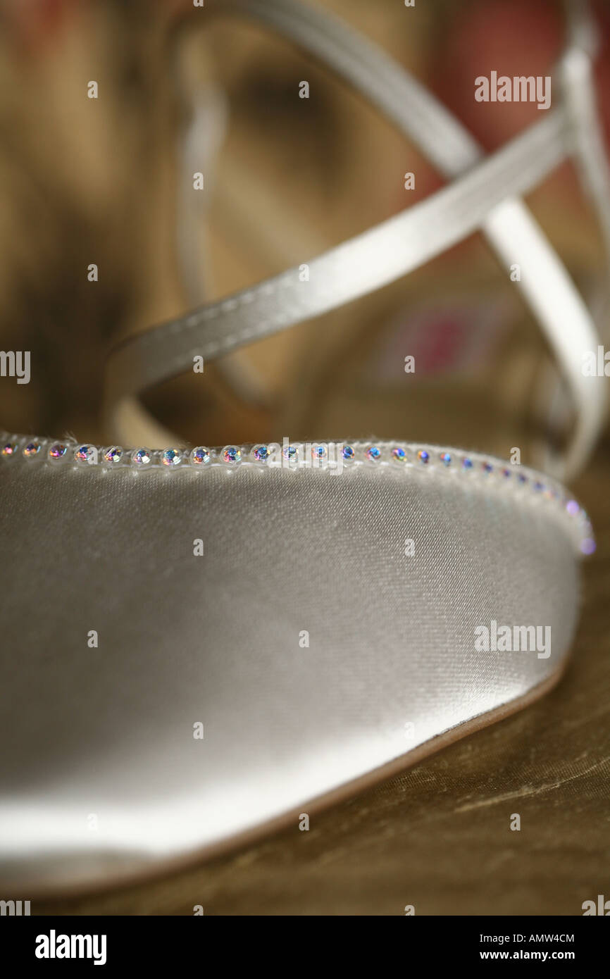 white satin bridal shoe