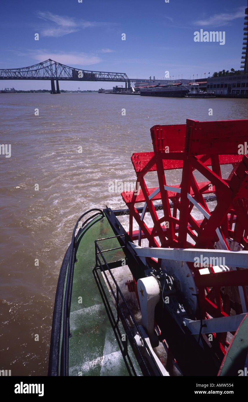 Paddle wheel of the Delta Queen paddle steamer Mississippi tourist boat