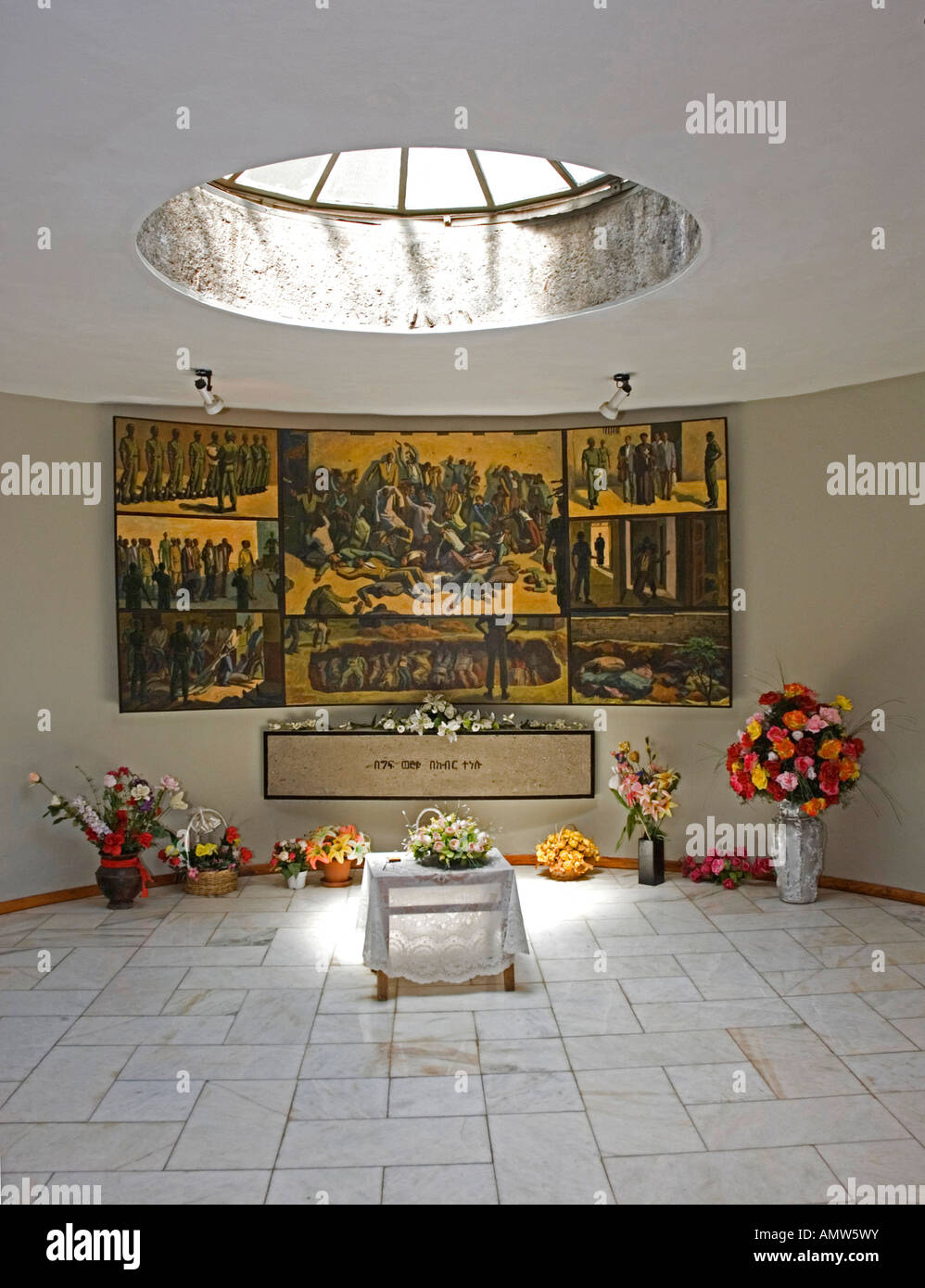 Underground memorial for 60 ex-ministers summarily executed by Communist former-Government of  Ethiopia, Addis Abeba Stock Photo
