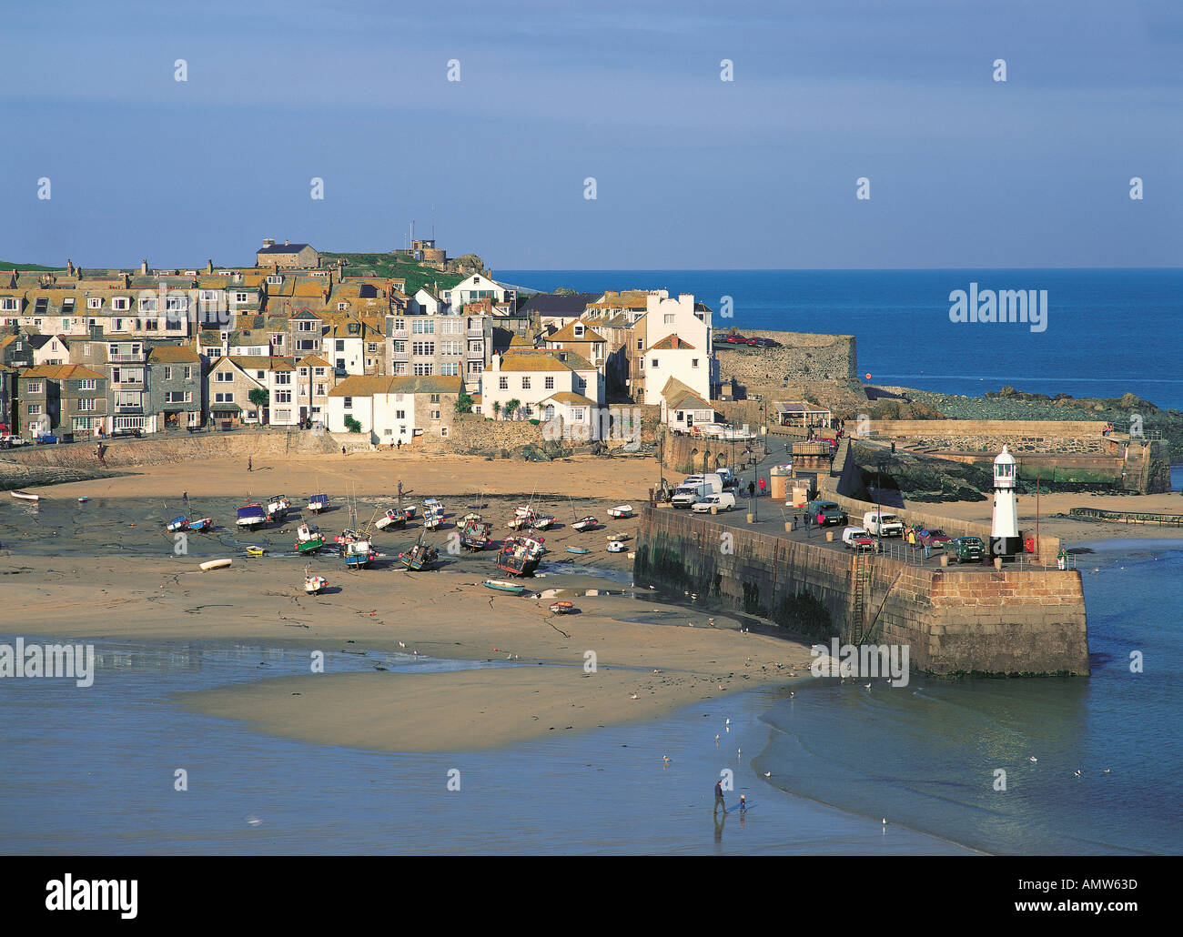 Harbour at low tide St Ives Cornwall Great Britain Stock Photo