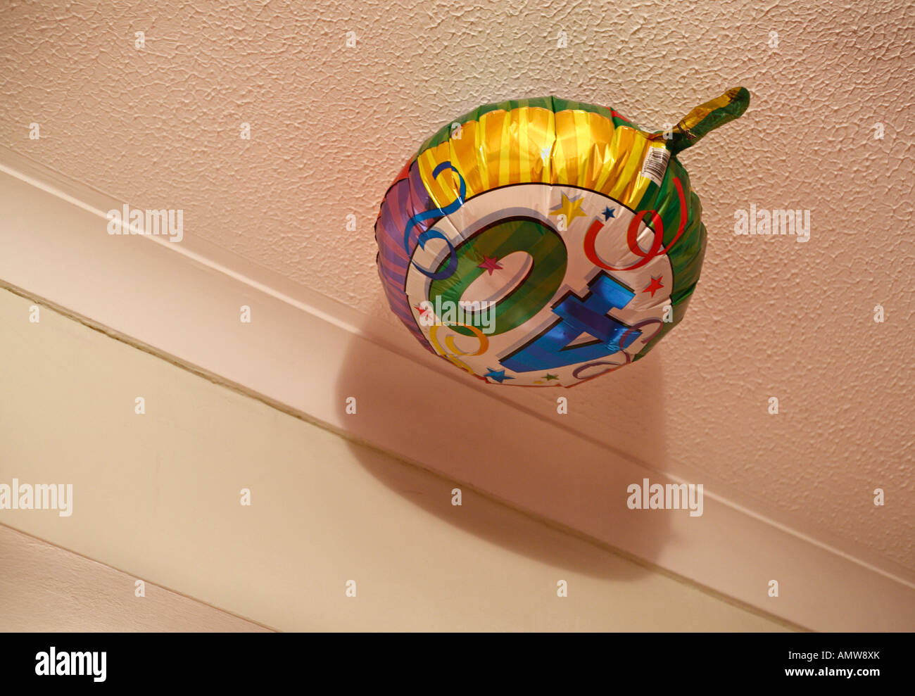 Fortieth birthday celebration balloon against the ceiling Stock Photo