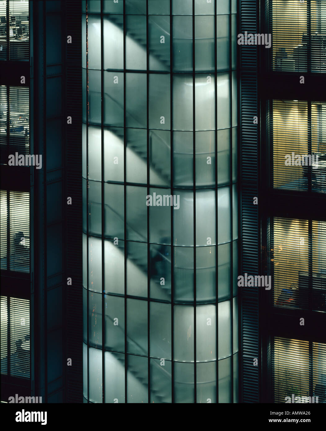 The Gibbs Building, Wellcome Trust HQ, 215 Euston Road, London, NW1. Exterior detail at night. Stock Photo